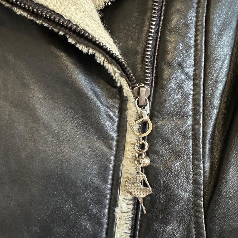 ELLASSAY FIRST Lambskin Leather Tweed BLACK Quilted MOTO Biker JACKET WOMENS M - Picture 5 of 13